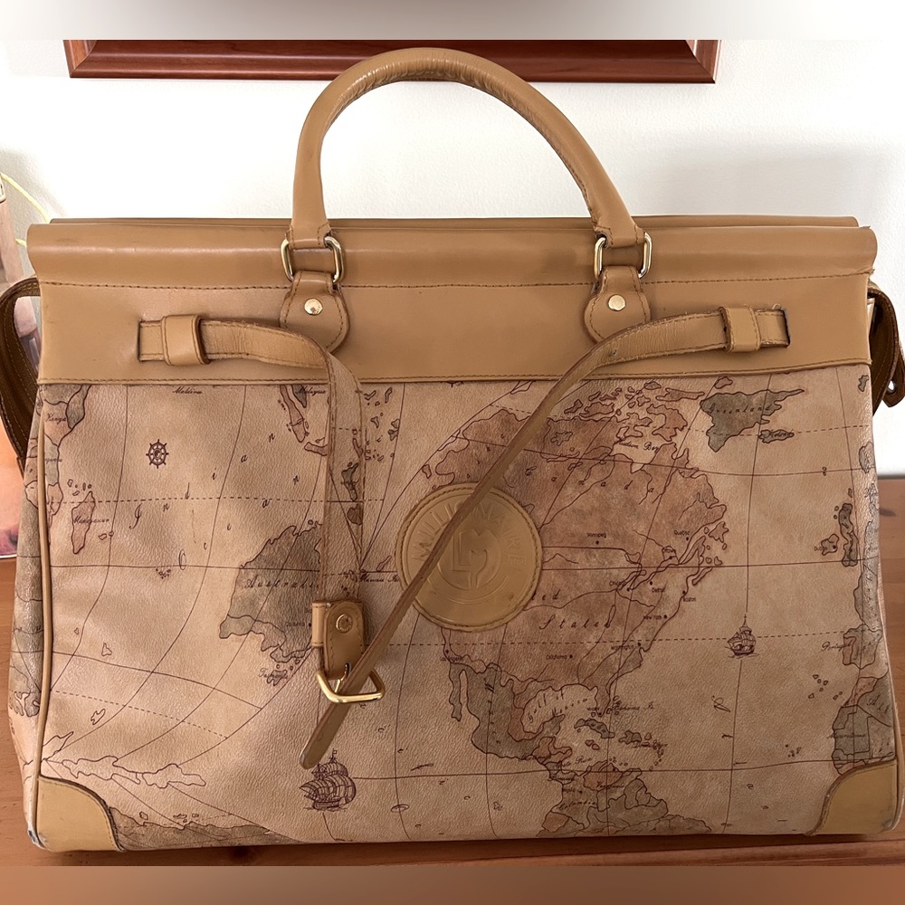 Map Pattern Leather Millionaire’s Hand Luggage Bag - image 6